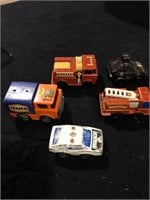 Lot of 5 Toy Police and Firetrucks