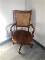 Vintage Oak offfice chair with wicker back