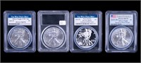Graded Silver Eagle Coins (4)