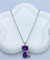 Gorgeous purple faux amethyst necklace cat lover