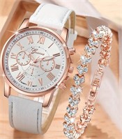 Gorgeous white rose gold watch and bracelet