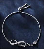 New Mom Infinity bracelet silver faux diamond