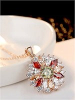 Cool multi color floral jewel stone necklace
