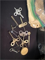Group of watch keys and parts