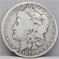 1879 Morgan Silver Dollar. Rim Damage.