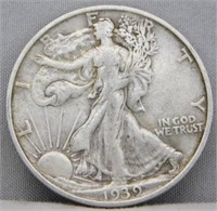 1939-S Walking Liberty Silver Half Dollar.