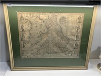 MAP THE KINGDOME OF ENGLAND FRAMED -1632 - FRAME