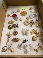 Costume Jewelry, Pins, Shoe Clips, Necklace