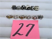 (12) Multi-colored Sterling Pandora Charms
