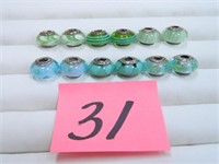(12) Multi Colored Sterling Pandora Charms