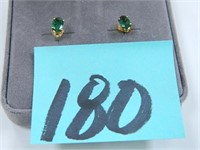 14kt Yellow Gold, .8gr. Emerald Style Earrings