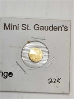 Mini St Gaudens 22k Gold Coin