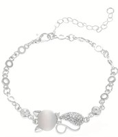 Sterling Silver Opal Cat Bracelet Costume NICE NEw