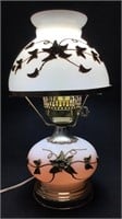 Vintage White Opal Glass & Brass Overlay Lamp