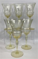 Lot of 6 Vintage Yellow Goblets