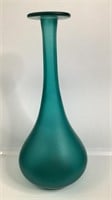 Vintage Hand Blown Blue/Green Art Glass Vase