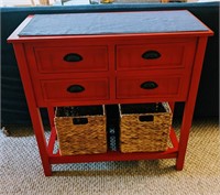 Red Decor Dressor With 4 Drawers