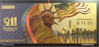24K gold plated Bank note 9-11 Patriots Day