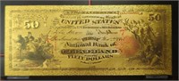 24K gold plated banknote Cleveland, Ohio $50