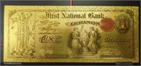 24K gold plated banknote Lebanon $1