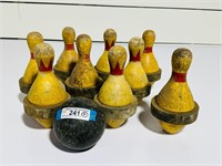 Vintage "Duck Pin" Bowling Pins & Ball