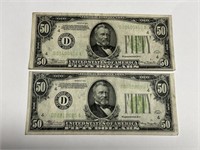 (2) 1934 UNITED STATES $50 NOTES