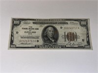 1929 FEDERAL RESERVE BANK OF CLEVELAND OHIO $100