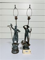 Pair of Vintage Spelter Figural Lamps
