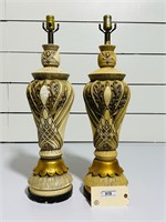 Pair of Painted Art Deco Chalkware Lamps