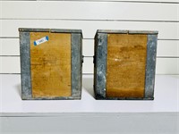 (2) Antique Wood/Metal Butter Boxes