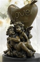 Bronze Sculpture Signed Heart Bronze