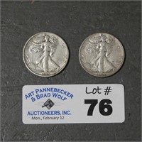 (2) 90% Silver Walking Liberty Half Dollars