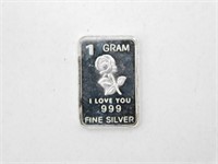 1 gram Silver Bar - Rose, .999 Fine Silver
