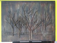 Large Metal Wall Art Forest Trees and Fence