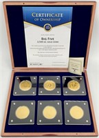 6pc "Big Five" 1/200th Ounce .999 Gold Coins
