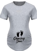 New Mom Coming Soon T-shirt Grey Maternity L