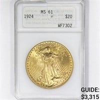 1924 $20 Gold Double Eagle PNG MS61