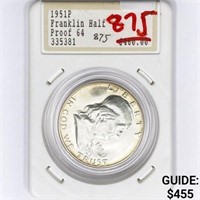 1951P Franklin Half Dollar HT Proof64