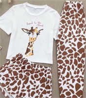 Adorable 3 PC Giraffe Pajamas very soft, comfy M