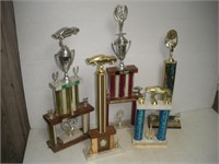 (5) Vintage Trophies  tallest 28 inches
