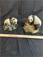 2 Panda Bear Figurines
