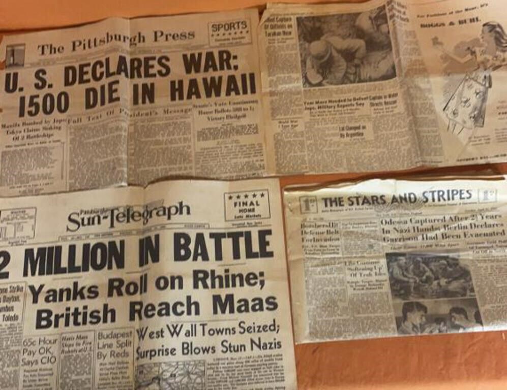 WW2 Newspaper Articles US Declare War +++