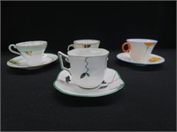 4 ASSORTED CUPS W/ SAUCERS *SEE BELOW*