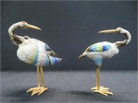 2 CLOISONNE BIRD FIGURES (CRANES)