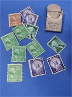 Vintage Metal Stamp Holder, Stamps from 1-37¢ &
