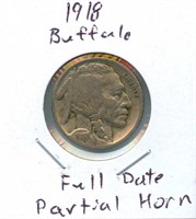 1918 Buffalo Nickel - Full Date, Partial Horn