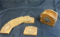 Vintage Wooden Cork Coaster Set