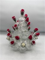 Glass Frog Vase Mini Flasks 2-Tier Floral