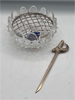 Letter opener & raimond crystal & silver plate
