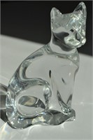 Baccarat Crystal Large Sitting Cat 9" Figurine